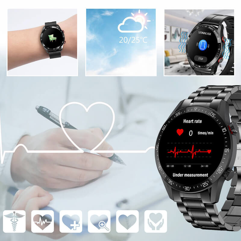 Smartwatch met 1,45-inch display, bloedsuiker- en hartmonitoring; ideaal voor gezondheidsbewuste gebruikers.
