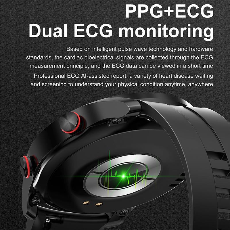 Smartwatch met 1,45-inch display, bloedsuiker- en hartmonitoring; ideaal voor gezondheidsbewuste gebruikers.