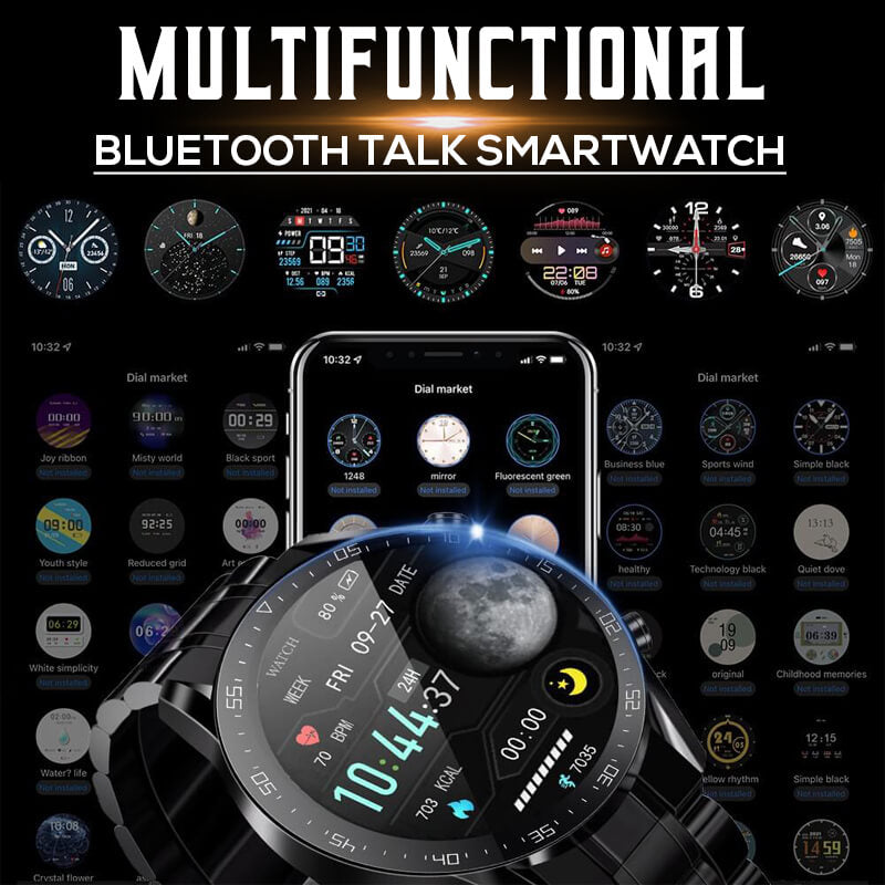 Smartwatch met 1,45-inch display, bloedsuiker- en hartmonitoring; ideaal voor gezondheidsbewuste gebruikers.