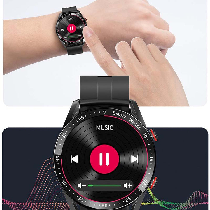 Smartwatch met 1,45-inch display, bloedsuiker- en hartmonitoring; ideaal voor gezondheidsbewuste gebruikers.