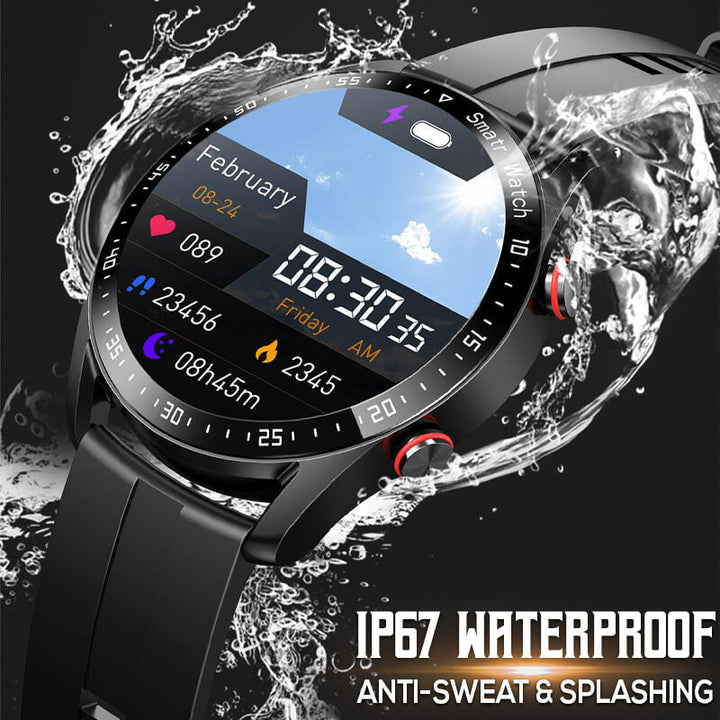 Smartwatch met 1,45-inch display, bloedsuiker- en hartmonitoring; ideaal voor gezondheidsbewuste gebruikers.