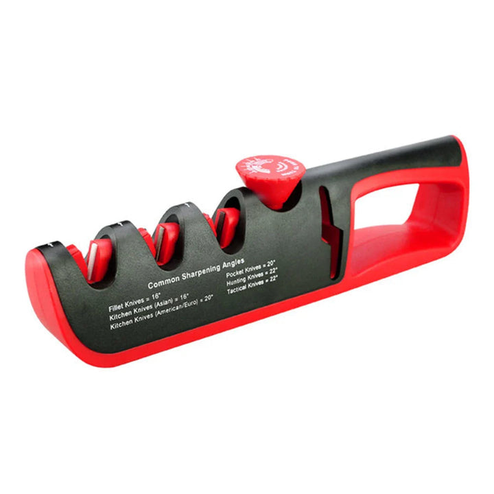 Multifunctionele 4-in-1 messenslijper in rood, zwart en wit voor diverse messentypes