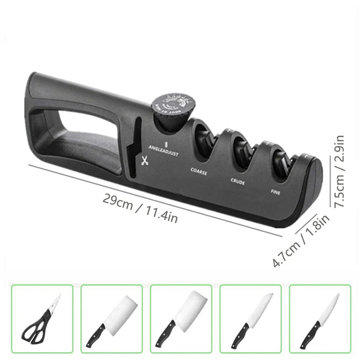 Multifunctionele 4-in-1 messenslijper in rood, zwart en wit voor diverse messentypes