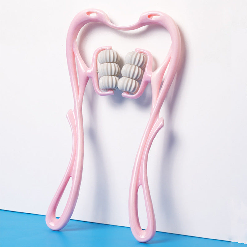 Nekmassageroller, ergonomisch, blauw en zwart, bevordert flexibiliteit en bloedcirculatie in de nekregio