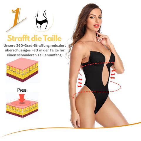 Dames rugvrije shapewear beha in zwart, ideaal voor diepe halslijnen, benadrukt rondingen, hoog comfort.