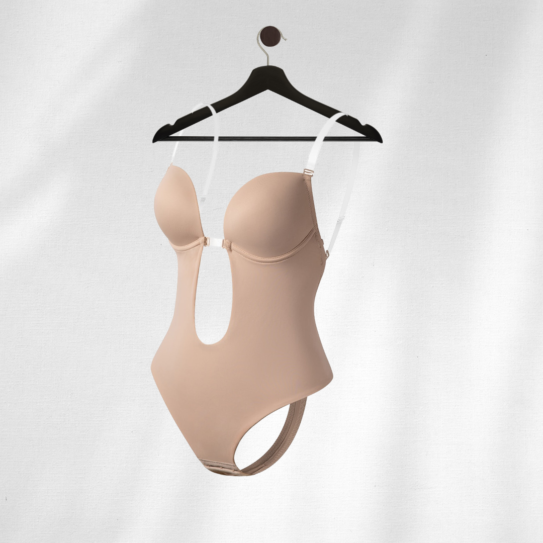 Dames rugvrije shapewear beha in zwart, ideaal voor diepe halslijnen, benadrukt rondingen, hoog comfort.