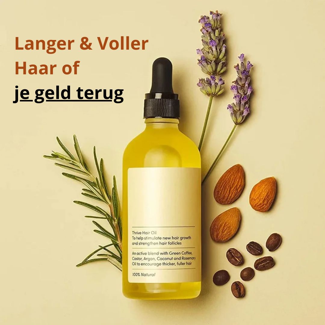 Natuurlijke rozemarijn haargroei olie van HerbGlow voor voller en sterker haar. Vegan haarverzorging.