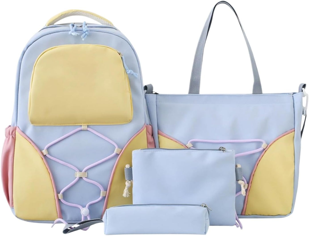 Nivora studenten schooltas set: grote capaciteit rugzak, etui en schoudertas voor optimale organisatie.