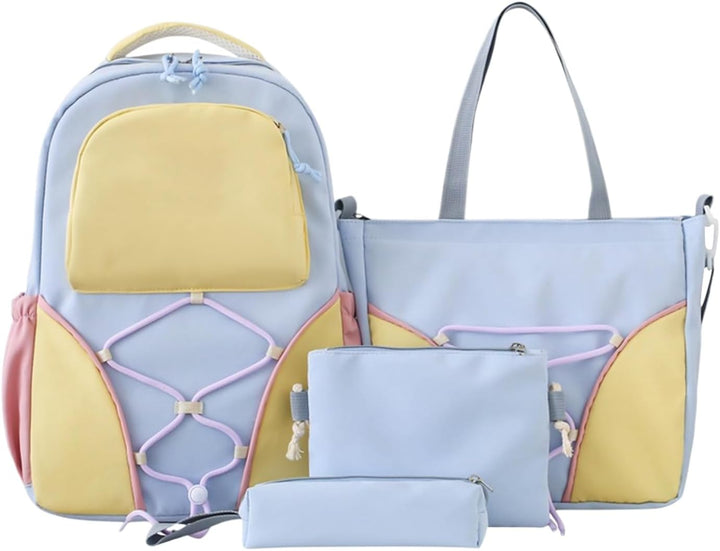 Nivora studenten schooltas set: grote capaciteit rugzak, etui en schoudertas voor optimale organisatie.