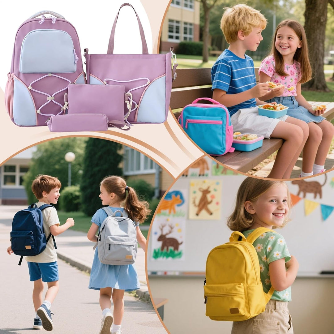 Grote Nivora schooltas set: rugzak met capaciteit voor boeken, laptop, etui en andere schoolspullen.