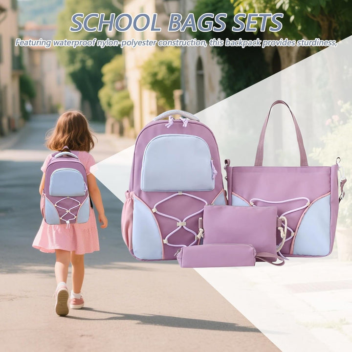 Nivora complete schoolset: ruime rugzak, etui en twee extra tassen perfect getoond voor studenten.