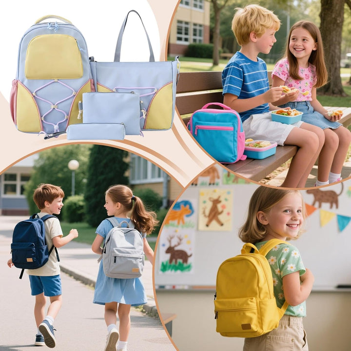 Complete Nivora schoolset voor studenten: ruime rugzak, etui en tas, perfect voor dagelijks gebruik.