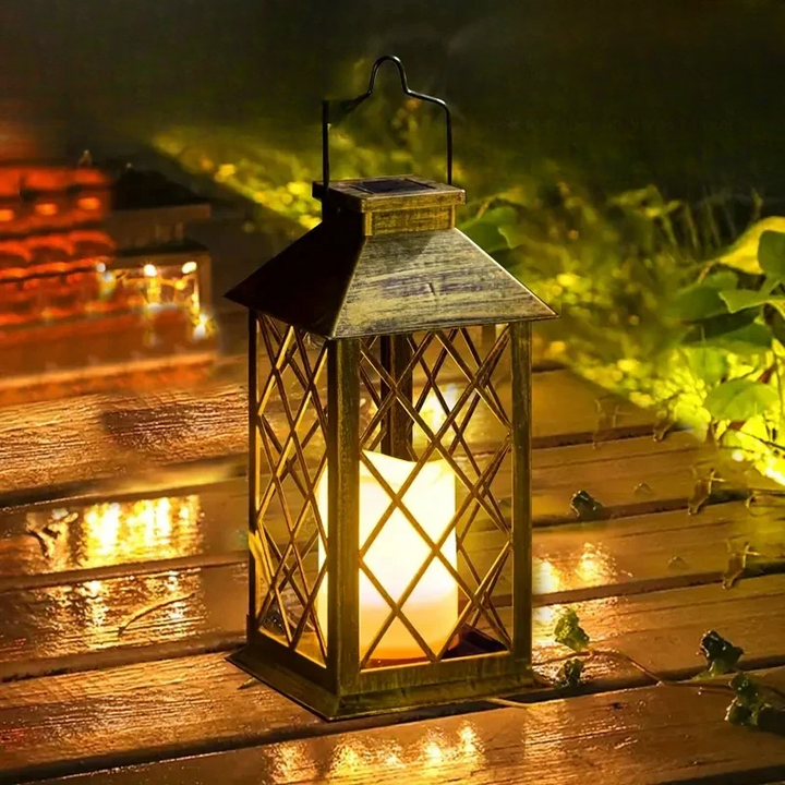 Noctis tuinlantaarn op zonne-energie, weerbestendig, met LED-kaars voor een flikkerende vlam, stijlvol voor terras en tuin