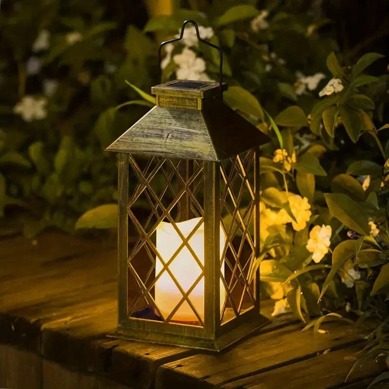 Noctis tuinlantaarn op zonne-energie, weerbestendig, met LED-kaars voor een flikkerende vlam, stijlvol voor terras en tuin