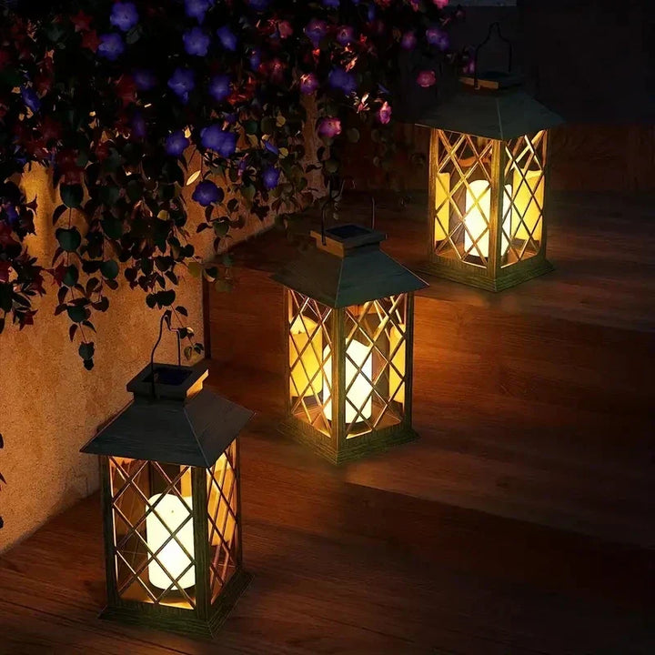 Noctis tuinlantaarn op zonne-energie, weerbestendig, met LED-kaars voor een flikkerende vlam, stijlvol voor terras en tuin