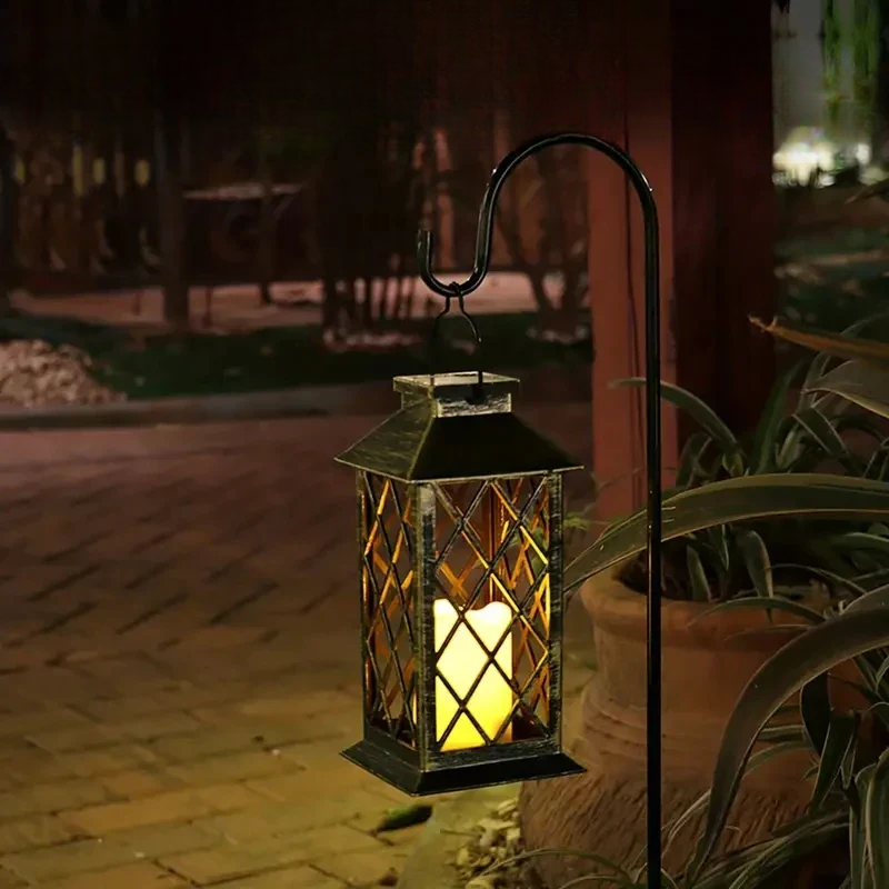 Noctis tuinlantaarn op zonne-energie, weerbestendig, met LED-kaars voor een flikkerende vlam, stijlvol voor terras en tuin
