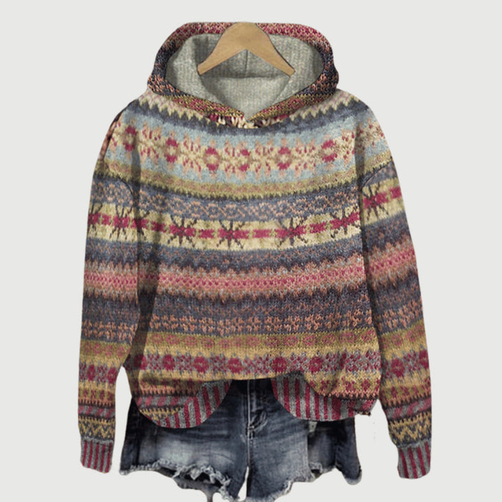 Noorse dameshoodie, warm, traditioneel design, comfortabel. Perfect voor de winter, Scandinavische stijl.