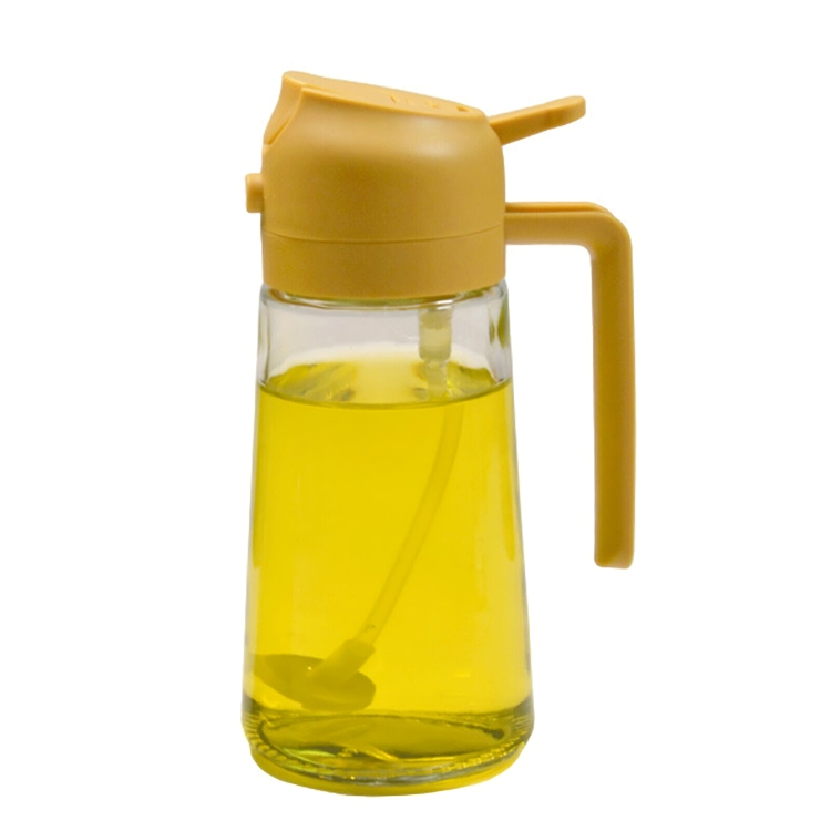 OilLux 2-in-1 oliedispenser en sproeier. Twee functies in één glazen fles. Handig kookgereedschap.