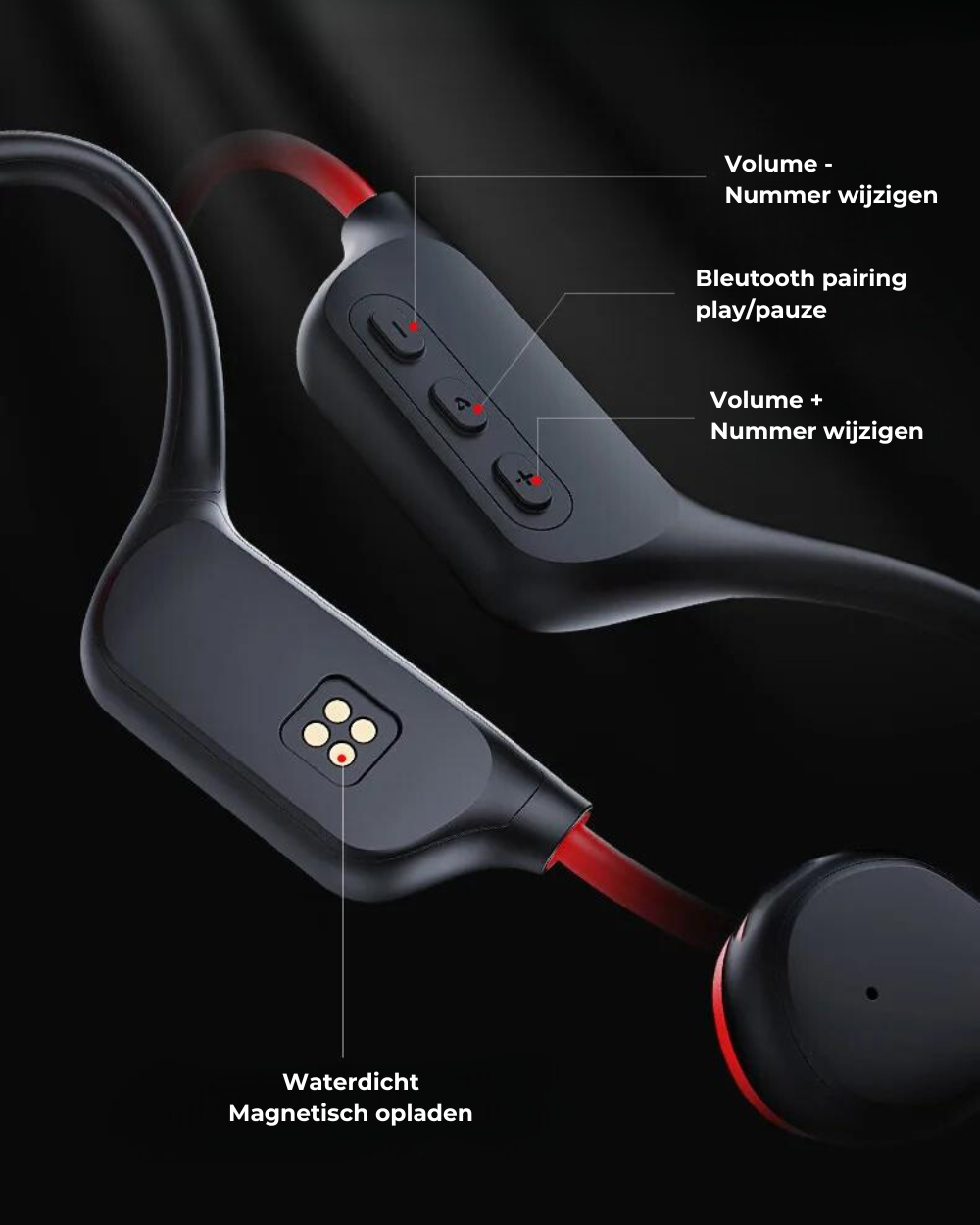 Waterdichte open-ear sporthoofdtelefoon SafeSound, perfect voor intensieve workouts en outdoor avonturen.