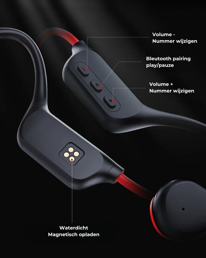 Waterdichte open-ear sporthoofdtelefoon SafeSound, perfect voor intensieve workouts en outdoor avonturen.