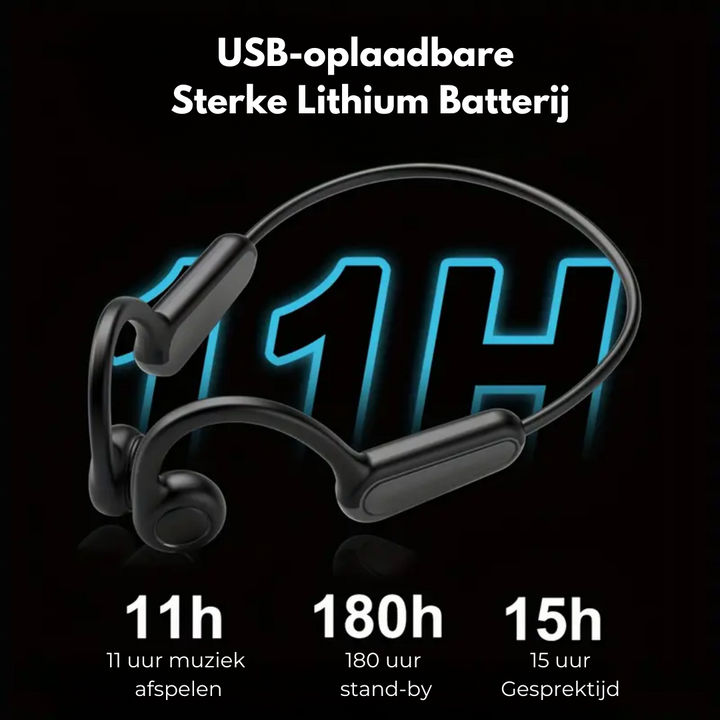 SafeSound open-ear botgeleiding hoofdtelefoon, behoud omgevingsgeluid voor veilige fiets- en hardloopsessies.