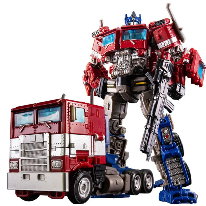 Optimus Prime actiefiguur, 18 cm, transformeert in robotvoertuig, gedetailleerd ontwerp, verzamelobject voor Transformers-fans.