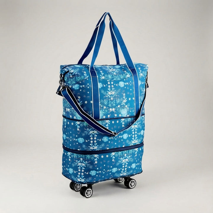 Grote opvouwbare rolduffel sporttas met wielen, handig voor sportuitrusting, weekendtrips of vakanties.