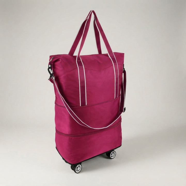 Handige opvouwbare rolduffel met wielen, makkelijk mee te nemen en compact op te bergen voor alle reizen.