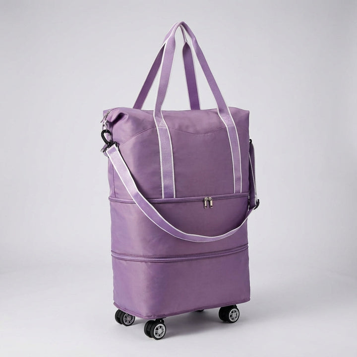 Praktische opvouwbare rolduffel reistas met wielen, ontworpen voor comfort en gemak tijdens elke reis.