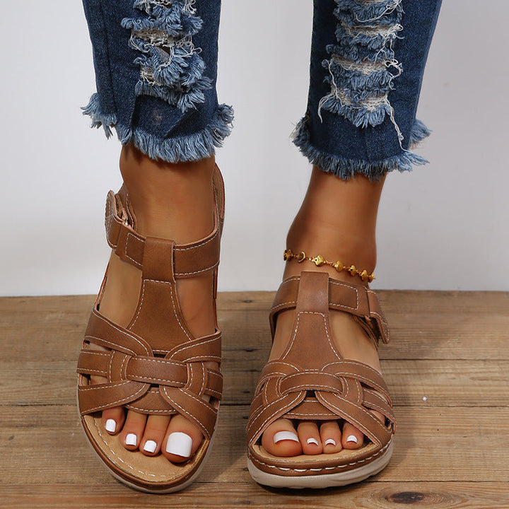 Orthopedische dames klittenbandsandalen met gevoerde zool, ademend, verstelbare banden, ergonomisch, lichtgewicht, comfortabel.