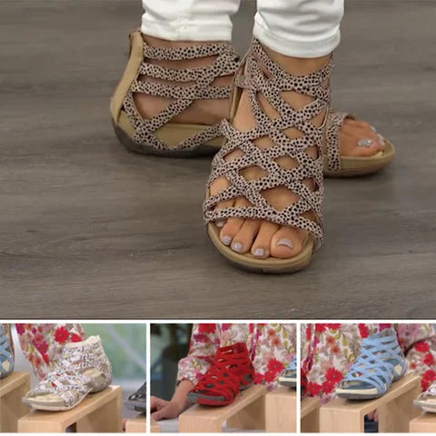 Orthopedische dames sandalen, beige, met antislip en ademende zool, ideaal voor comfort en stijlvolle elegantie.