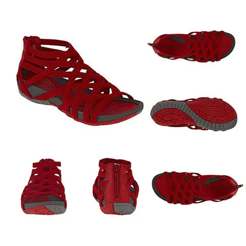 Orthopedische dames sandalen, beige, met antislip en ademende zool, ideaal voor comfort en stijlvolle elegantie.
