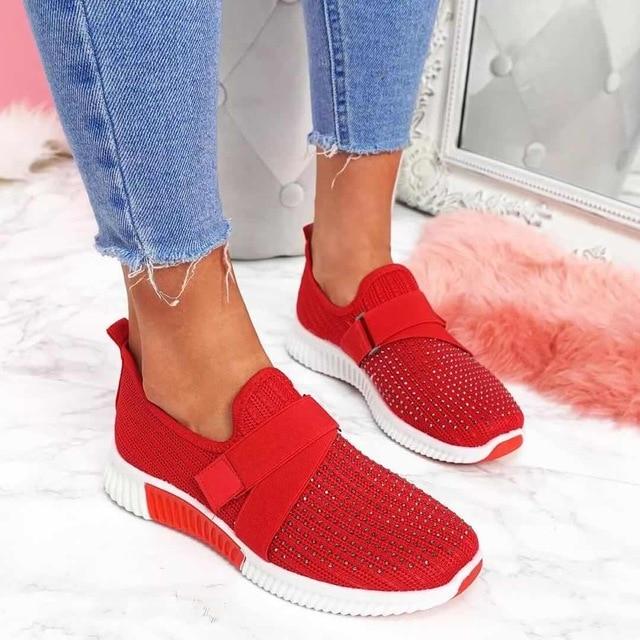 Dames orthopedische sneakers met glitterdetails, ademend, comfortabel, modieus, ideaal voor sport en vrije tijd.