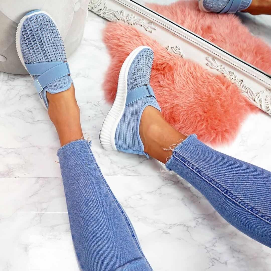 Dames orthopedische sneakers met glitterdetails, ademend, comfortabel, modieus, ideaal voor sport en vrije tijd.
