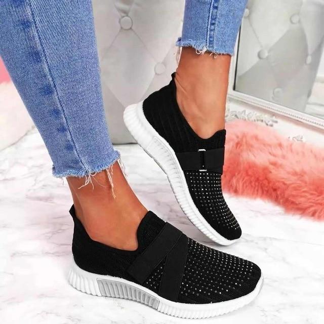 Dames orthopedische sneakers met glitterdetails, ademend, comfortabel, modieus, ideaal voor sport en vrije tijd.