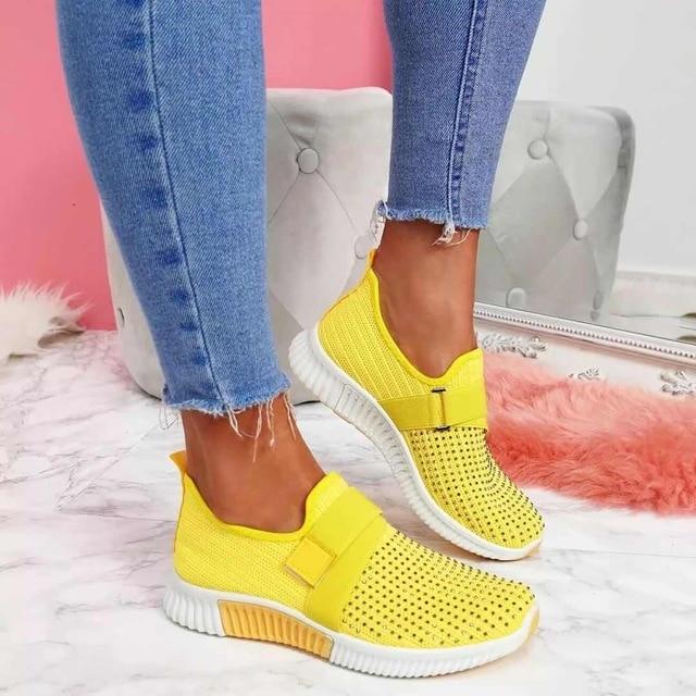 Dames orthopedische sneakers met glitterdetails, ademend, comfortabel, modieus, ideaal voor sport en vrije tijd.