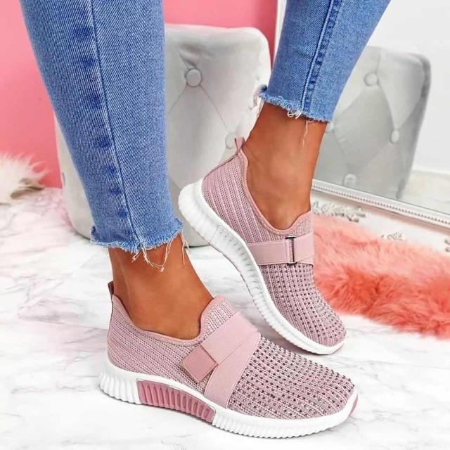 Dames orthopedische sneakers met glitterdetails, ademend, comfortabel, modieus, ideaal voor sport en vrije tijd.
