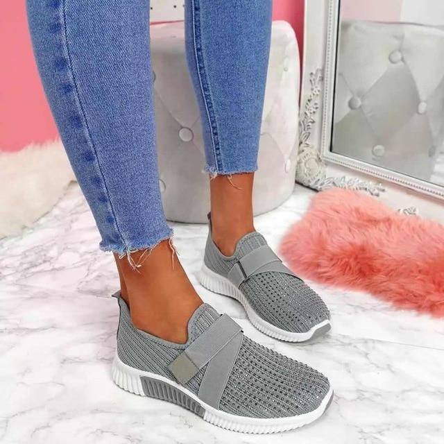 Dames orthopedische sneakers met glitterdetails, ademend, comfortabel, modieus, ideaal voor sport en vrije tijd.