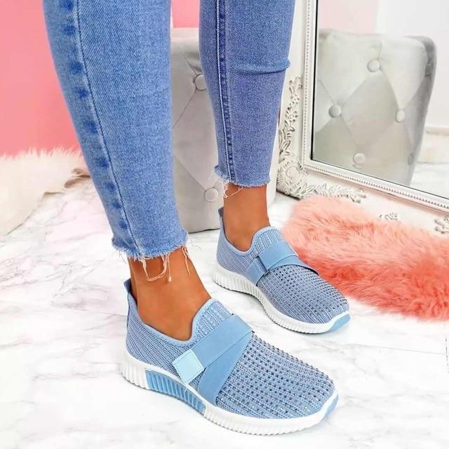 Dames orthopedische sneakers met glitterdetails, ademend, comfortabel, modieus, ideaal voor sport en vrije tijd.