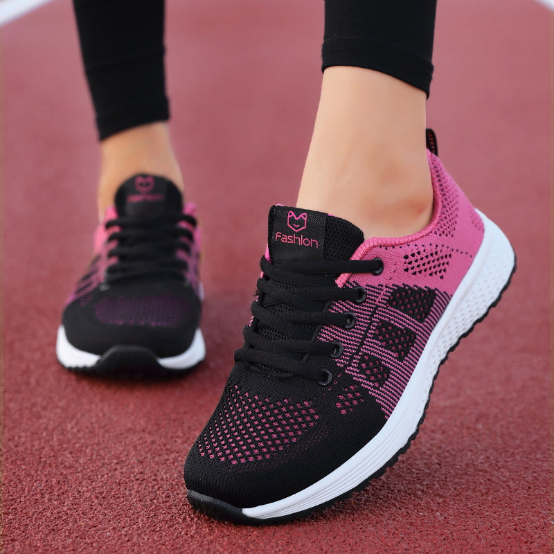 Dames orthopedische sneakers, lichtblauw-paars, ademend mesh, flexibele PVC-zool, modern, stijlvol en comfortabel.