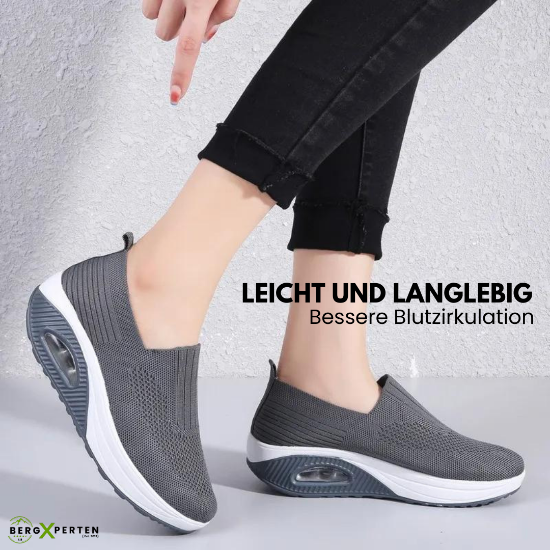 Orthopedische damesschoenen met antislipzool, ademend materiaal en ruime teenruimte, zijaanzicht.