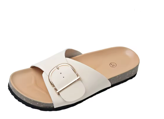 Zwarte orthopedische platte sandalen voor dames, met verstelbare riem voor ultiem comfort