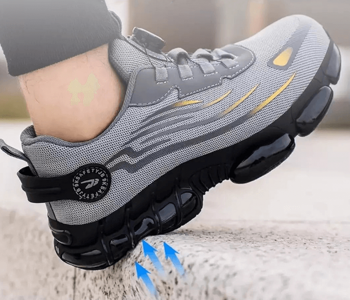 Orthopedische veiligheidsschoenen voor heren met Kevlar zool, grijs, antislip, comfortabel voor werkomgevingen