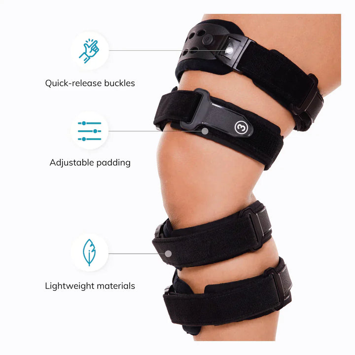 Orthopedische OA-ontlasting kniebrace voor mediale/laterale ondersteuning, ideaal bij artrose, aanpasbaar en comfortabel.