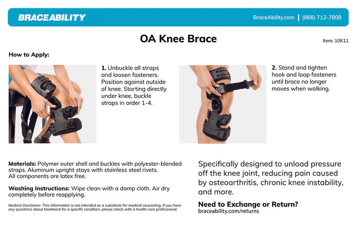 Orthopedische OA-ontlasting kniebrace voor mediale/laterale ondersteuning, ideaal bij artrose, aanpasbaar en comfortabel.