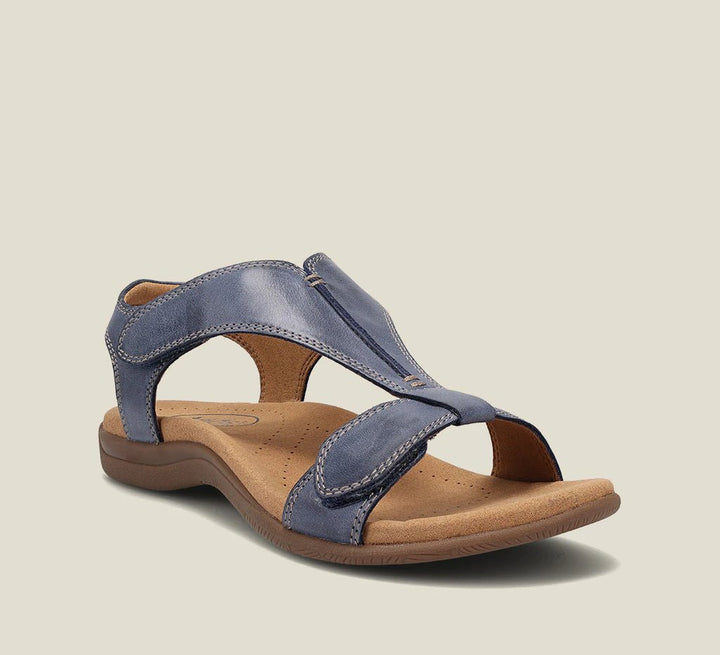 Dames orthopedische sandalen met T-band design in beige, blauw, geel, grijs, oranje, zwart met traagschuimzool.
