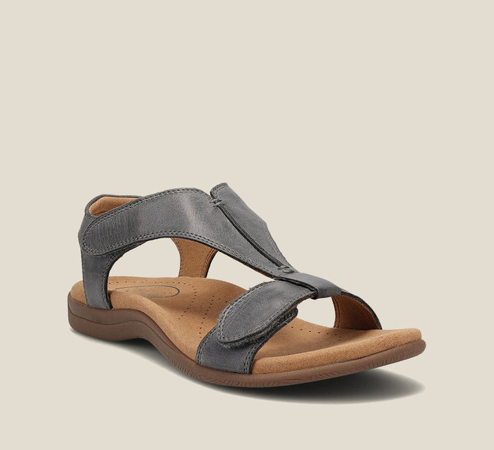 Dames orthopedische sandalen met T-band design in beige, blauw, geel, grijs, oranje, zwart met traagschuimzool.