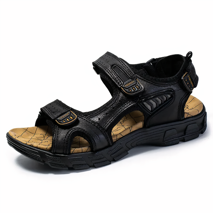 Hudson Orthopedische Sandalen voor mannen met verstelbare bandjes, voorgevormd voetbed en open teen ontwerp voor ventilatie.