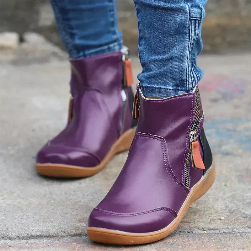 Orthopedische, waterdichte dameslaarzen, bruin, met antislipzool en elegant design voor comfort en stijl