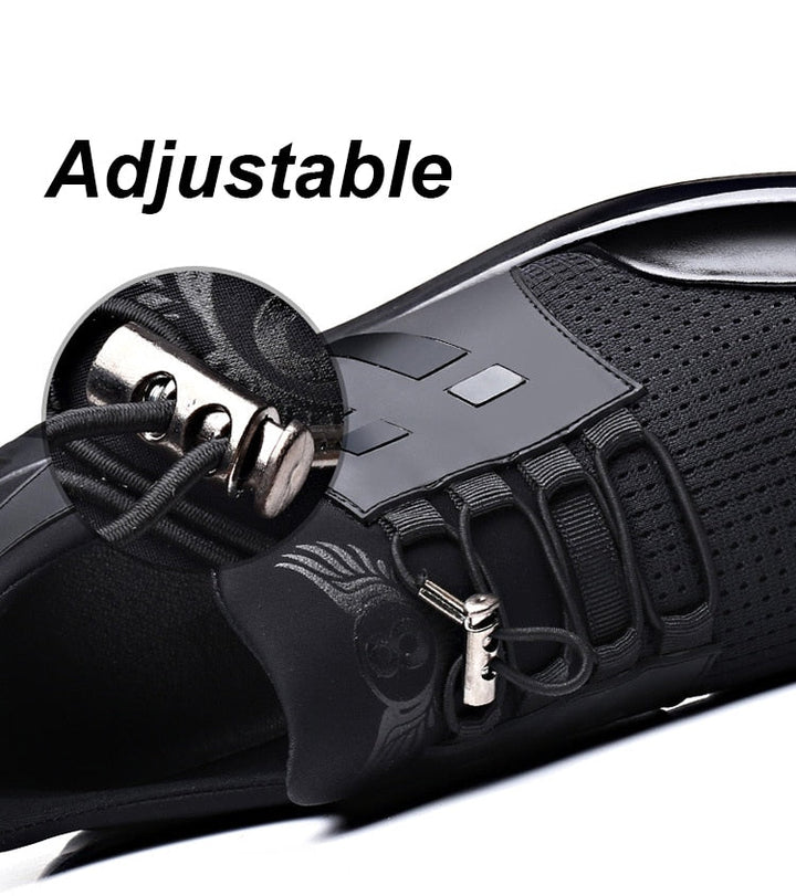 Orthopedische herenschoen, zwart, hoogwaardig leer, comfortabel, stijlvol, elegante vetersluiting, ademend, gedempte zool